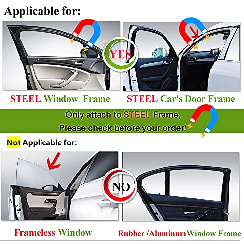 Ovege Car Side Window Sun Shade Car Curtain Pleated Silky Suction Magnetic (Black-Opaque, Front Seat 2Pcs) #TOP3