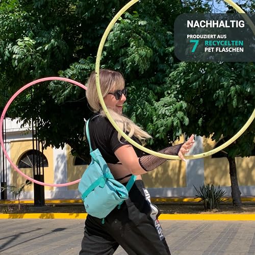 FUCHS & REBELL® Crossbody Tasche LUCA - Durchdacht & Nachhaltig – 3-Punkt-Gurt-System für Stabilität, robuste Magnetschnallen, viele Fächer & flexibles Volumen (4,5-8L) – Wasserabweisend (Mint Blau)