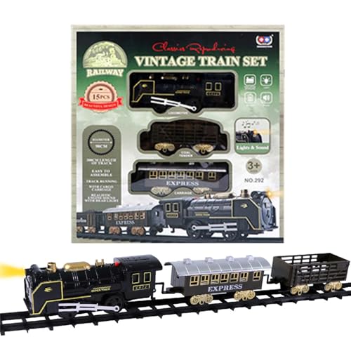 Juego de Tren eléctrico,Juego de Tren para niños | Juguetes de Tren Antiguos,Juguetes interactivos de Trenes clásicos, Divertidos Entrenadores, Juguetes con Luces y Sonido para niños, niñas y niños