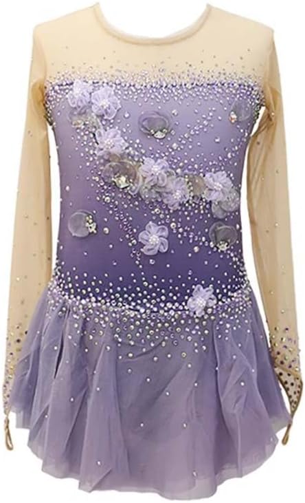Figure Skating Suit for Girls with Rhinestone Competition Ice Skating Skirt Professional Customized Competition Costume