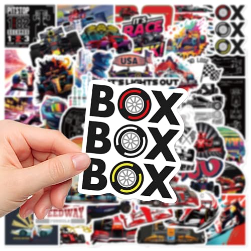 Image of 100+ Pcs F1 Formula One Racing Vinyl Self-Adhesive Stickers for Laptop, Journal, Diary, Guitar, Mobile Case - Waterproof Residue Free Multicolor Stickers for Metal, Glass