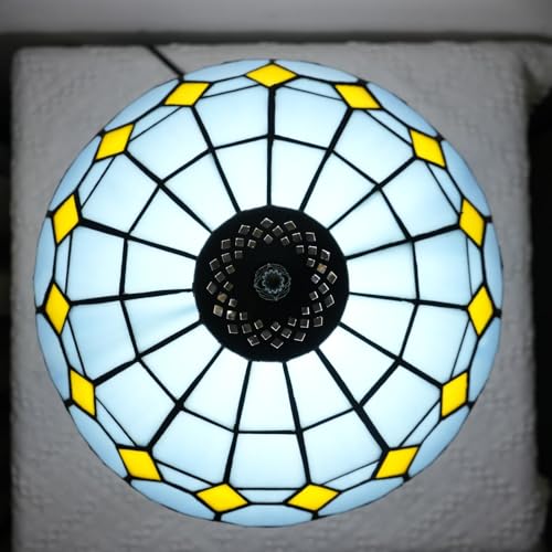 Tiffany Lamp Modern Design Blue Mediterranean Style Stained Glass Lamps Coastal Beach Theme Living Room Office Hotel Bar Kitchen Restaurant Bedroom Bedside Gift Home Decor 12X19 Inch end Table Lamp - Image 8