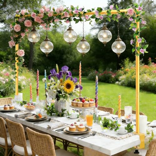 Arche de Table, Extensible Support Tige de Table avec Pinces 120CM-260CM Support Arche de Table Cadre d'Arche Métal pour Déco de Mariage Anniversaire Fêtes...
