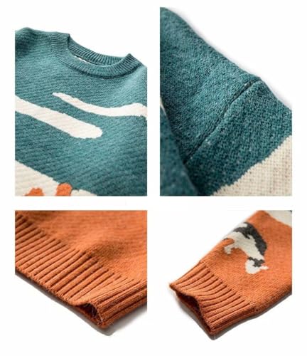 Men Vintage Cow Graphic Knit Sweater Japanese Kawaii Long Sleeve Pullover Sweatshirt Cute Preppy Anime Oversize Tops3