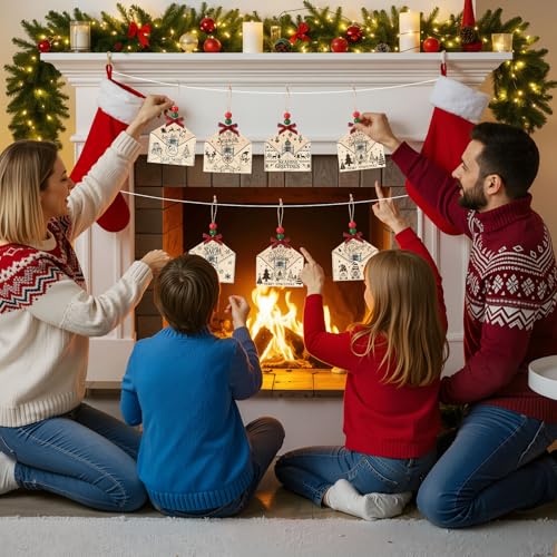 Porte-billets de Noël en bois idéal pour cadeaux d'invités et fêtes d'hiver - 6