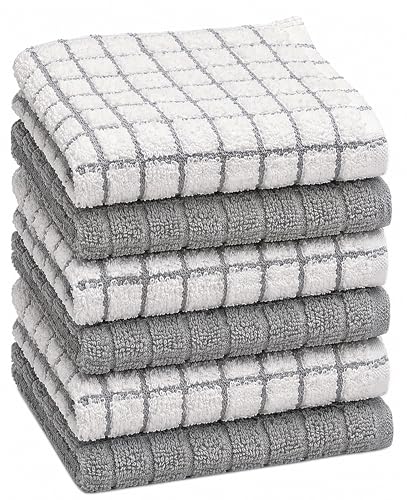 Image of Bumble Dish Cloths (6 Pack) | 12 inch x 12 inch | 100% Cotton Kitchen Towels | 405 GSM | Soft, Highly Absorbent & Durable Dish Towels for Kitchen | Gray