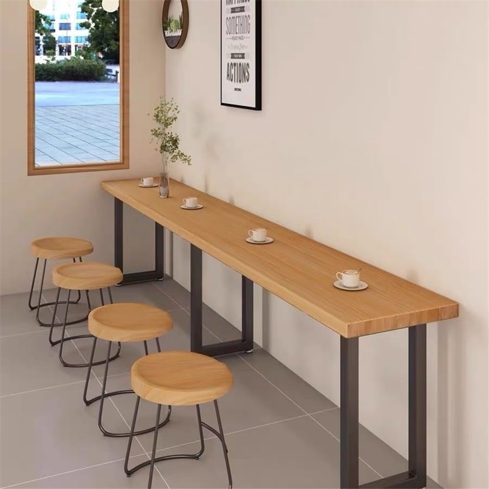 Table de Bar Table de Bar Basse Industrielle avec Cadre en métal, Table Salle à Manger Cuisine étroite et Longue usages Multiples(200 * 40 * 75cm)