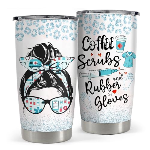 SANDJEST Nurse Tumbler 20oz Stainless Steel Insulated Coffee Travel Mug Cup for Nurses Nursing Student Female Friends Nurse Gift for Nurses Week Birthday Christmas Graduation