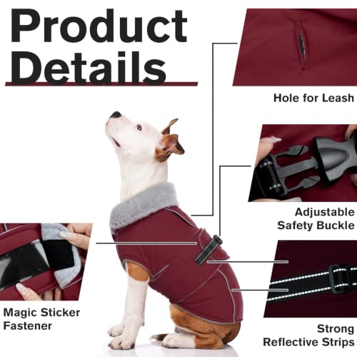 Image of Lelepet Dog Coat Waterproof Dog Jacket Fleece Vest with Adjustable Buckle