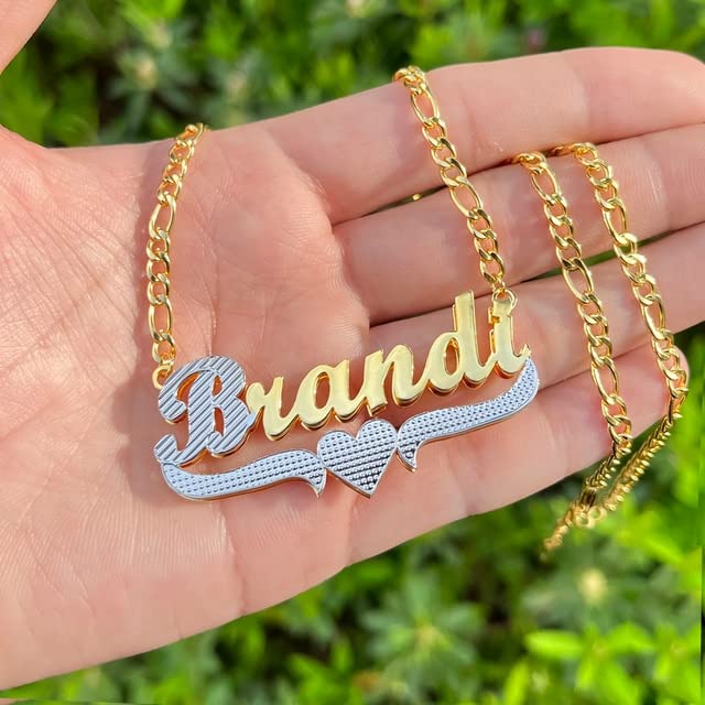 Two Tone Real Gold Name Plates Double Plated Gold Name Necklace