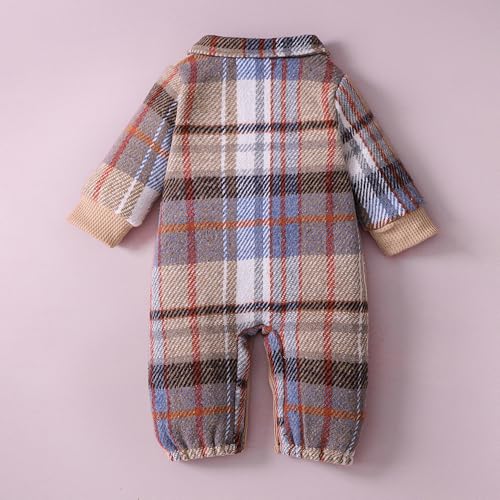 Image of Hopscotch Boys Full Sleeves Apricot Varsity Charm Plaid Bodysuit