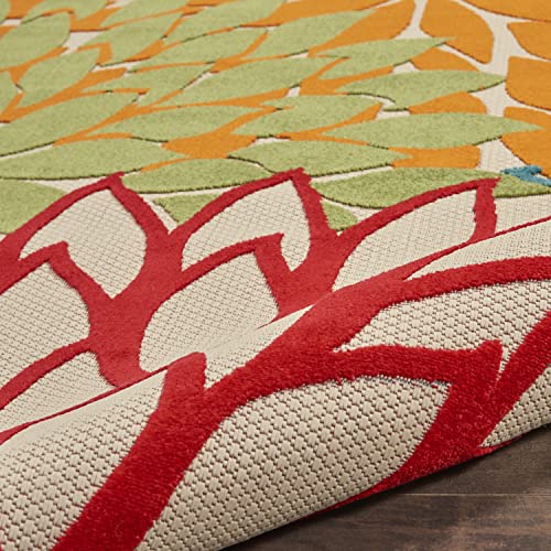 Nourison Aloha Indoor/Outdoor Green 7' X 10' Area -Rug, Easy -Cleaning, Non Shedding, Bed Room, Living Room, Dining Room, Deck, Backyard, Patio (7X10) #TOP7