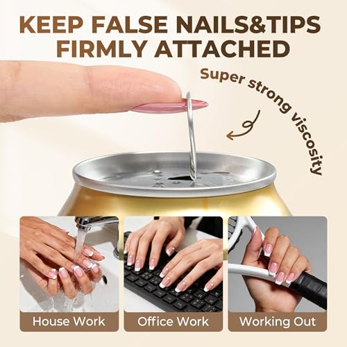 Image of UNA GELLA 9 in 1 Gel Nail Glue for Clear Acrylic Nails Tips 2Pcs 10ml Long Lasting Super Strong Brush on Nail Gel Glue for False Press on Nails Tips Base Blooming Gel, U V Light Required