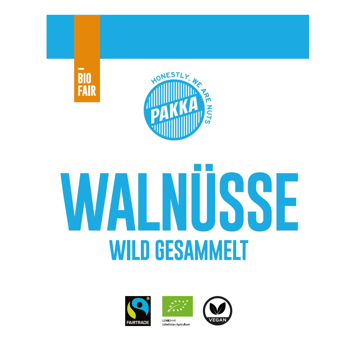 PAKKA - Bio Fairtrade Premium aromatische rohe knackige wilde Bergwalnüsse in Schale 1,7g, kleine leckere Walnüsse mit Schale, wildgesammelt direkt von Kleinbauern aus Samarkand in Usbekistan 1700g