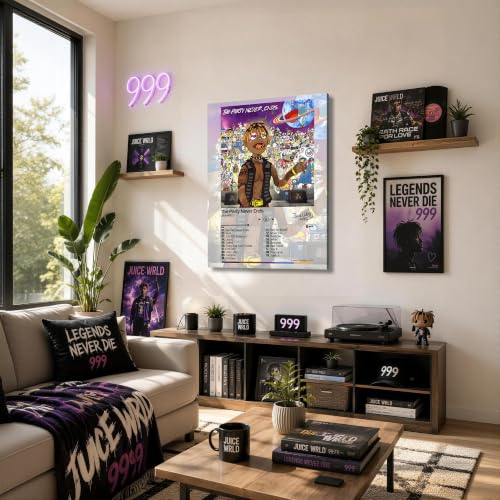 Image of Juice WRLD Canvas Wall Art, Rapper Collage Poster Print, Hip Hop Music Artwork for Bedroom Studio Gaming Room Decor, Vibrant Album Cover Picture Print Framed Music Wall Painting 11X14 inch