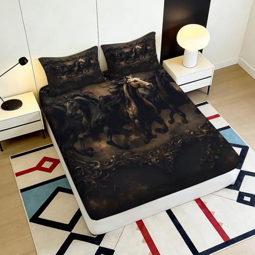 Drap housse cheval noir antidérapant en microfibre douce et lavable - 6
