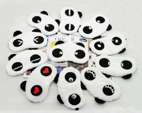 EleCharm 6PCS Cute Panda Sleep Mask Soft Plush Eyeshade Eyepatch Travelling Blinfold Mask - Image 3