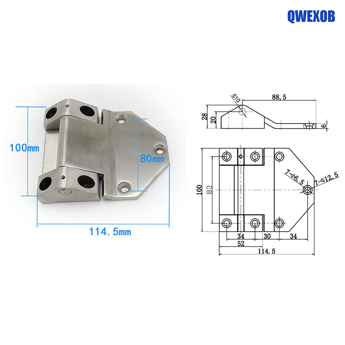 2x Edelstahl Schwerlastscharnier 500kg Belastung Scharnier Tür Türe V4A Türband