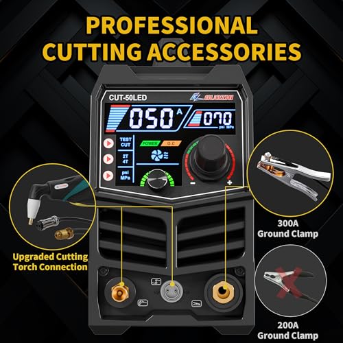 GZGUOZHI Plasma Cutter, [Large LED Display] 50Amps Cutter Machine with 110/220V Dual Voltage DC Inverter IGBT 1/2 Inch Clean Cut Post Flow and 2T/4T, for Beginners DIY - Thumbnail 5