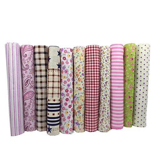 levylisa 50 Pieces Pre Cut Assorted Colours Cotton Squares Quilting Fabric,Patchwork Fabric Patchwork Quilting Sewing Fabric Patchwork Flower Dots DIY Quilting Handmade Craft 8 x 8 Inches