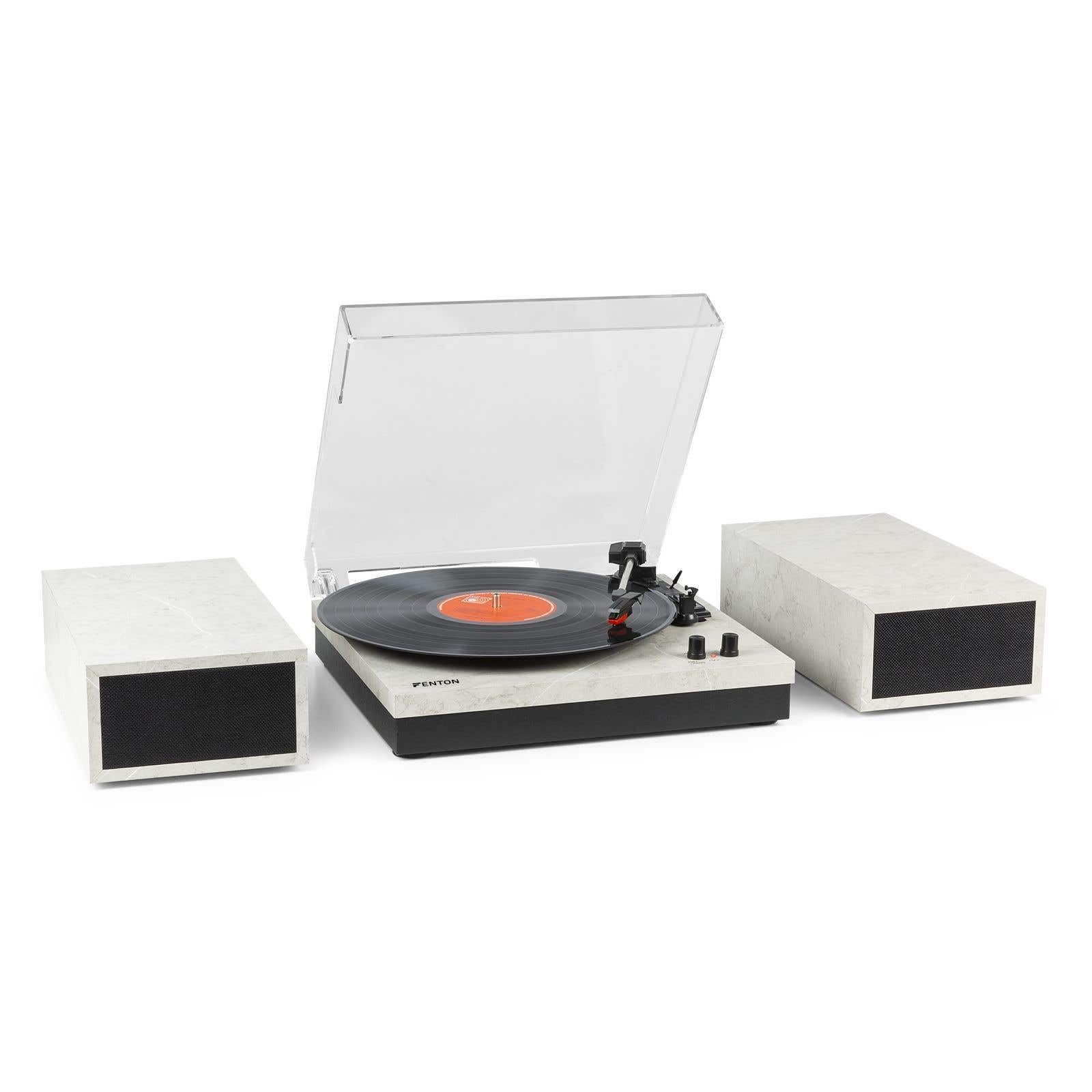 Fenton RP165M Platine Vinyle Bluetooth avec 2 Enceintes - Marbre, 3 Vitesses de Lecture 33, 45 et 78 Tours, Sortie RCA Stéréo, Une Platine Vintage Idéale pour Décorer et Écouter Vos Vinyles