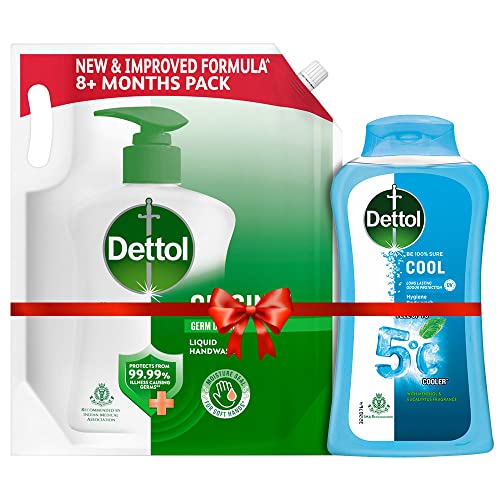 Image of Dettol Original Germ Protection Handwash Liquid Soap Refill, 1500ml & Body Wash and Shower Gel, Cool - 250ml