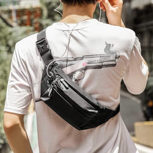 Ketmart Waist Pack Travel Handy Hiking Zip Pouch Document Money Phone Belt Sport Bag for Men and Women and Adult Leather (Black) - Image 7