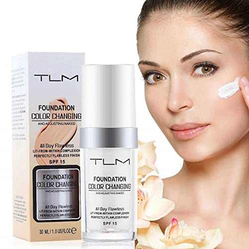 TLM Colour Changing Foundation,TLM Foundation,Flawless Colour Changing Warm Skin Tone Foundation Makeup,Base Nude Face Moisturizing Liquid Cover Concealer for Women And Girls