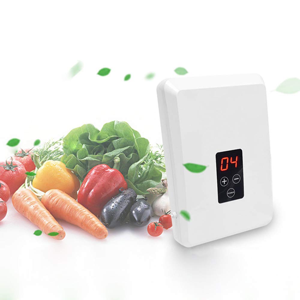 Generador ozono con Pantalla de visualización, Frutas y verduras Ozonizador de desintoxicación, Purificador Hogar con Temporizador para Matar Bacterial/Eliminación Olor/Vajilla Desinfección