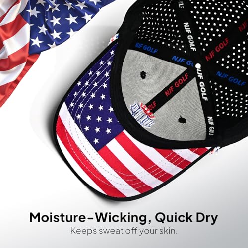 Image of NJF Golf Hat Men - Breathable Mens Golf Hats, Adjustable Rope Hook and Loop Style Cap, Convenient Cap with Tee Holder