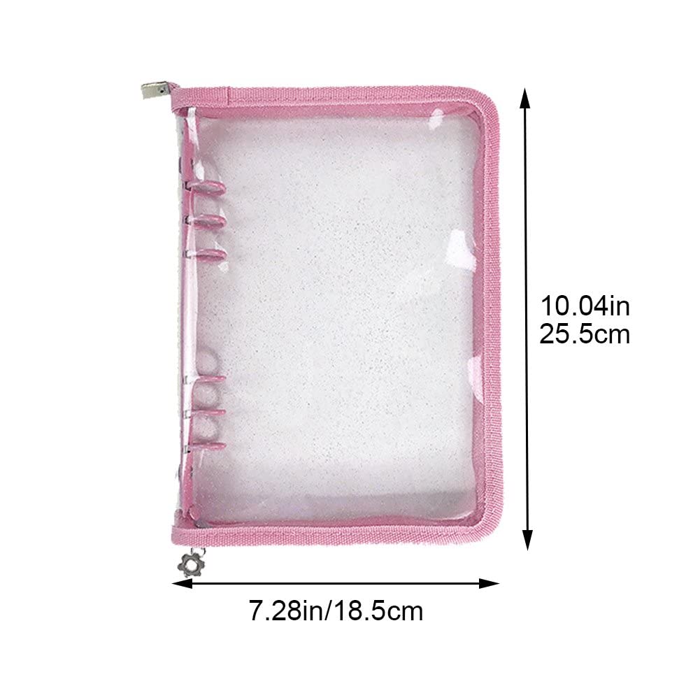 Classeur Anneaux Rond A5 6 Trous Polypropylène Transparent/Noir - Reliure Rechargeable Pour Carnet Voyage & Notes