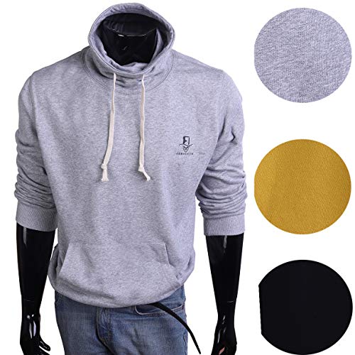 Forbusite Mens Hooded Sweatshirt Pullover Hoodies For Men (Light Grey-Turtleneck, Large) #TOP2