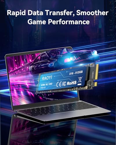 Image of RAOYI 512GB NVMe Internal Solid State Drive M.2 2280 PCIe Gen4x4 SSD, Up to 5000MB /s, Configure SLC Cache, Storage and Memory Expansion for PS5 Laptop Desktop