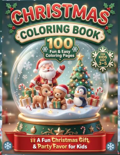 Christmas Coloring Book for Kids Ages 3-5: Bold and Easy Christmas Coloring Activity Pages with Cute Animals, Jungle Friends, Santa, Reindeer, ... (Christmas Magic Coloring Books Collection) image 2