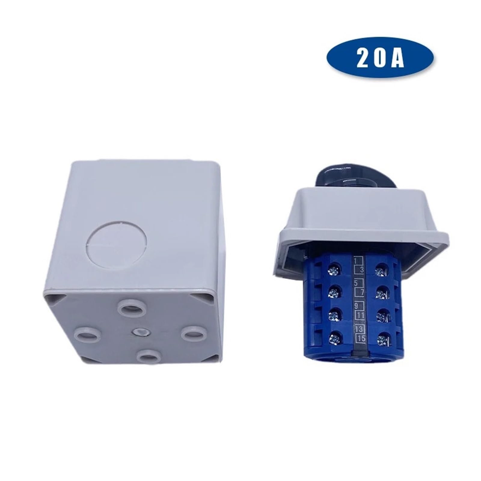 20A Conversion Selector With Box LW26-20/4 Four Poles Rotation Selection Waterproof Control Circuit Cam Switch(White)