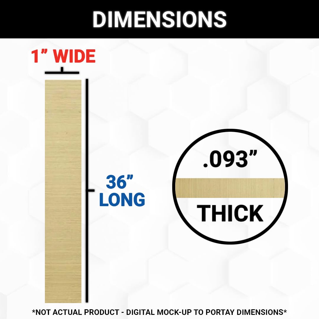 K&S Precision Metals Brass Strip 9742 – 0.093" Thick x 1" Wide x 36" Long – DIY Crafts, Electrical, Jewelry Making, Modeling, Made in USA, 3 Strips