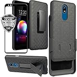 Ailiber Compatible with LG Prime 2 /LG Aristo 4+ /LG Escape Plus/LG K30 2019 /LG Tribute Royal/LG Arena 2 Case Belt Clip Holster Screen Protector, Kickstand Rugged Shockproof Cover for LGLMX320-Black