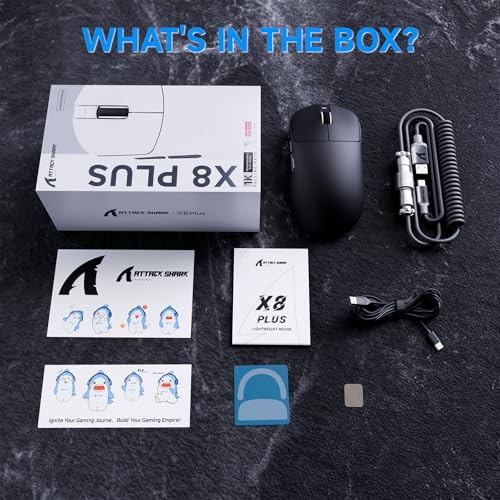 ATTACK SHARK X8Plus 55g Superlight Wireless Gaming Mouse with 40K DPI,PAW 3395PRO Sensor, Broadcom BK52820 Chip,HUANO Switch,Web Driver,Tri-Mode Fit Large Hand Mice with RGB Cable -Black by ATTACK SHARK - Used condition - Image 8