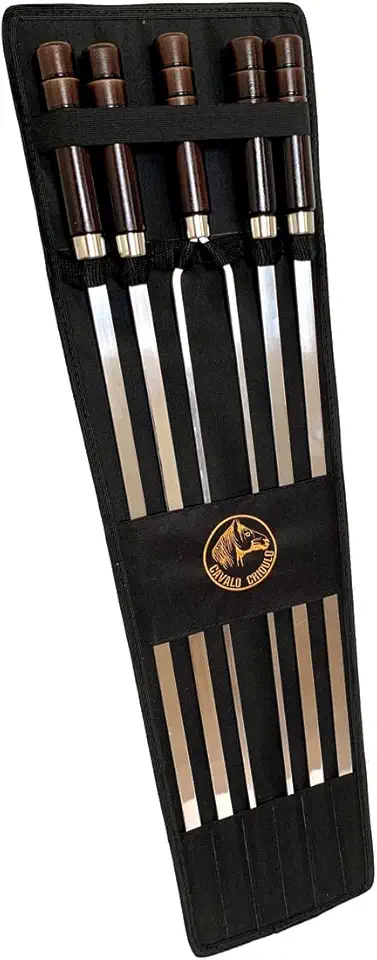 Kit 5 Espetos Artesanais de Alumínio P/Churrasco Com Capa
