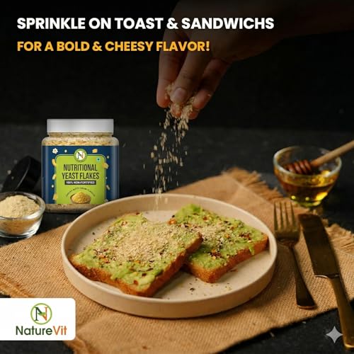 Image of NatureVit Nutritional Yeast Flakes Unfortified, 500g | Nutritional Yeast Powder | Non-Fortified Flakes | Nutty & Cheesy Flavour Seasoning