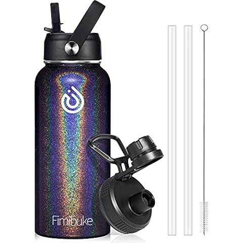 32 oz Insulated Water Bottle, BPA-Free Metal Water Bottle with 2 Lids(Straw Lid+Spout Lid) Sweat-free&Leak Proof 18/8 Stainless Steel Double Wall Vacuum Cold Bottle Valentines Day Gift Wife Men Women Cover