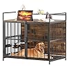 ROOMTEC Furniture Style Large Dog Crate with 360 Adjustable Raised Feeder for Dogs 2 Stainless Steel Bowls End Table House Pad Indoor Use41 L X 24 W 36 H Classic Brown
