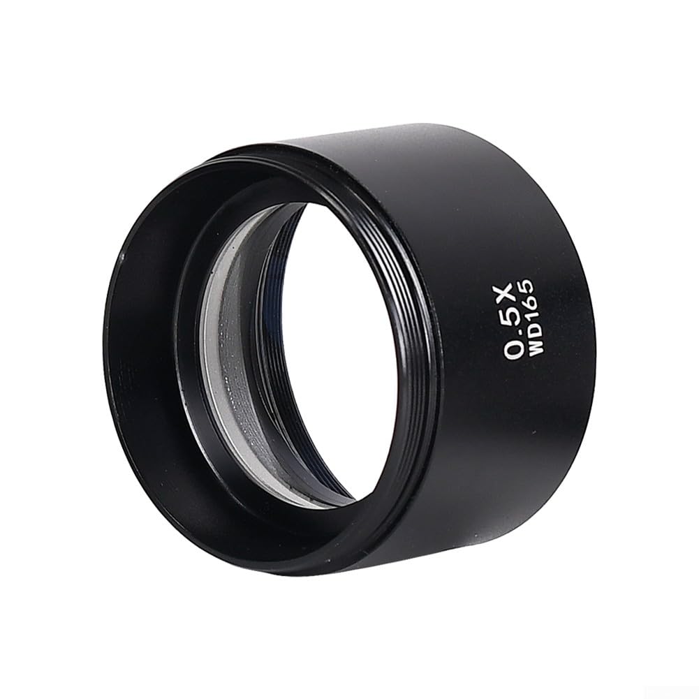 Lente de objetivo auxiliar Barlow 0.5X, WD165 Objetos Auxiliares Lente Microscopio Lente de cámara Barlow Lente de vidrio para microscopio de video industrial - 48mm