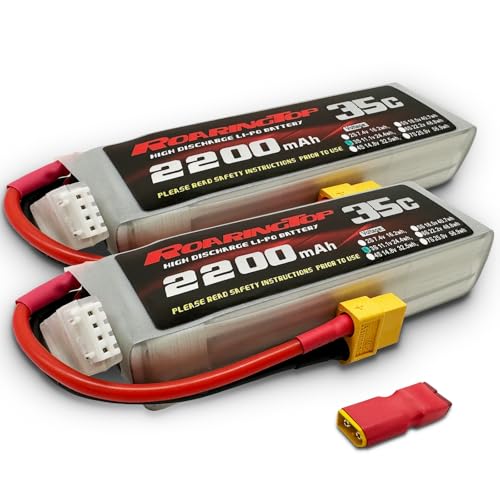 RoaringTop Lipo Battery 3S 2200mAh 11.1V 35C (Continuous Discharge) Softshell Battery with XT60 for RC Airplane RC Helicopter DJI Airplane RC Quadcopter Drone FPV (2PC)