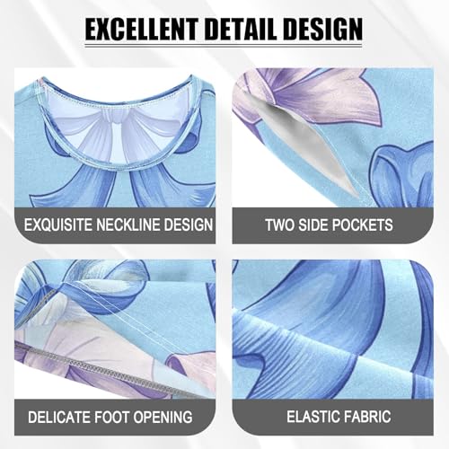 Pajama Sets Short Sleeve Blue and Pink Bows Soft Cotton Summer Sleepwear 2 Piece PJS Size 5-14T3