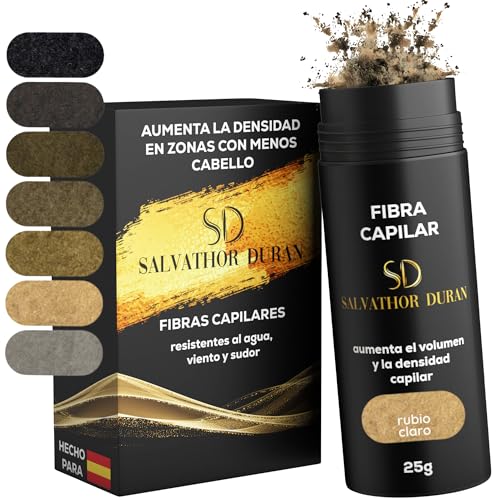 Fibras Capilares | Fibra Capilar Hombre y Mujer para Cubrir Calvas, Disimular Calvicie y Aumentar Volumen Cabello | Fibras Capilares Resistentes al Agua con Efecto Natural | Rubio Claro 25g