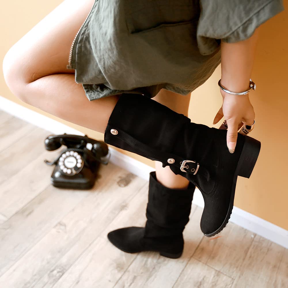 Stivali da donna Slouch con tacco piatto e punta alla moda