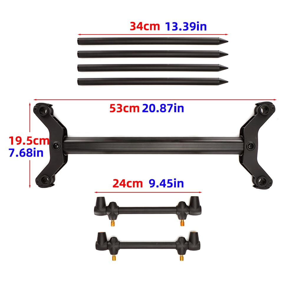 Hirisi Tackle Rod Pod Support de canne à pêche - 3 cannes ou 2 cannes au choix - Support de canne à pêche en aluminium avec sac pour pêche à la carpe