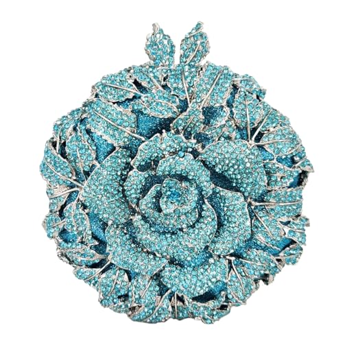 Image of Boutique De FGG Mini Round Flower Crystal Clutch Purses for Women,Formal Evening Bags,Rose Wedding Clutch Bag Party Handbags