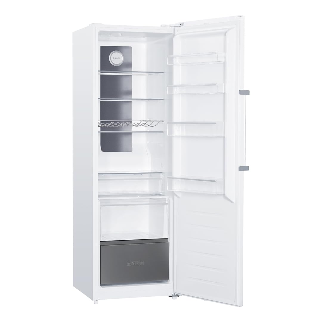 SVAN Refrigerador Blanco, 1 Puerta. SR185602ENFD, Capacidad 359 Litros, No Frost, Multi Air Flow, 40 dB, Puerta Reversible, Apertura con Tirador, Clase Energética E